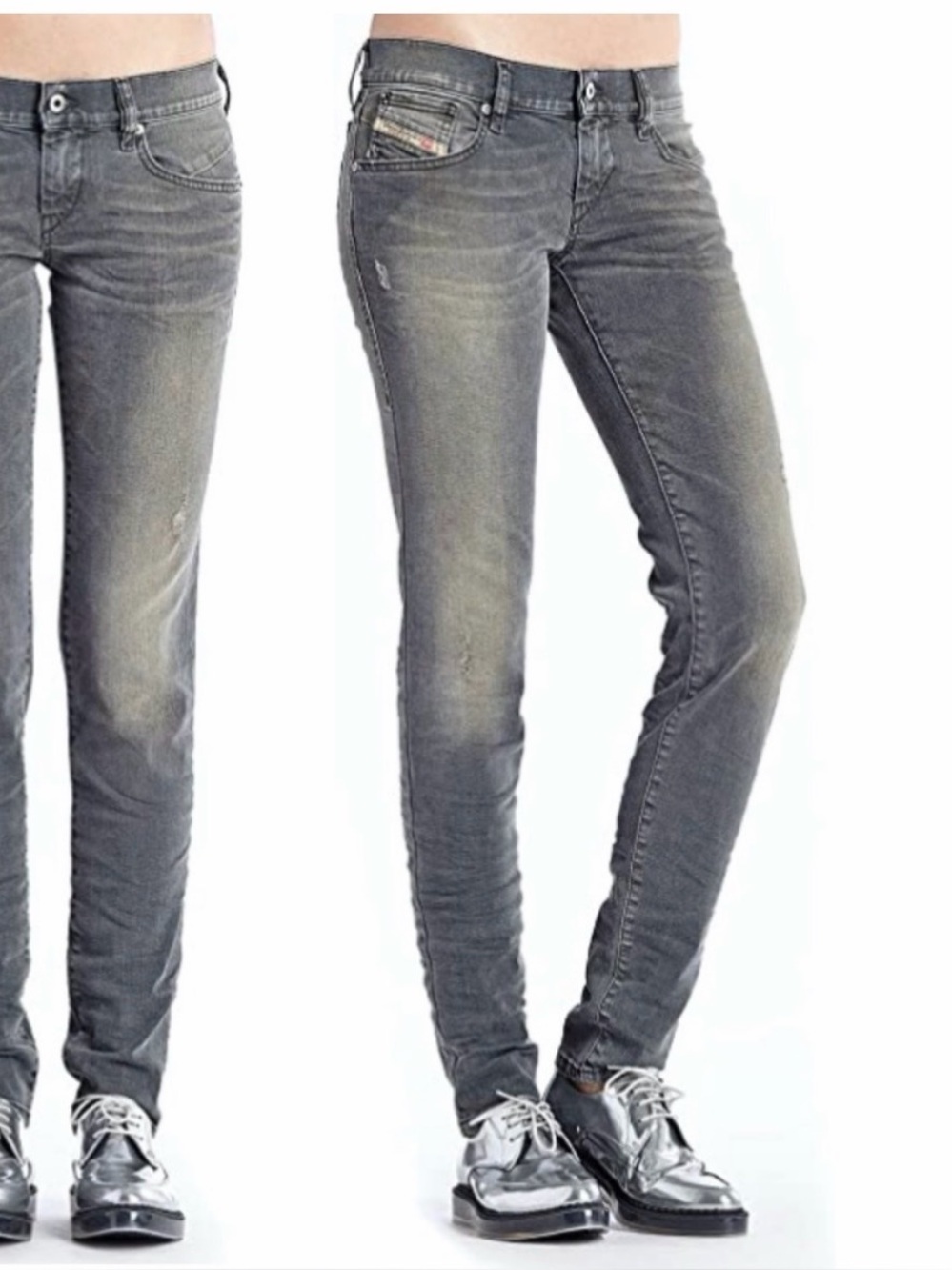 Diesel Grupee Super Skinny Jogg Jeans Gray/Black Distressed size 27x30” Ex Cond